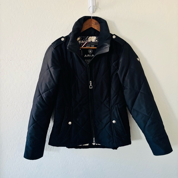 Ariat Terrace Ladies Quilted Jacket Black Equestrian Riding Coat Size M - Picture 2 of 9